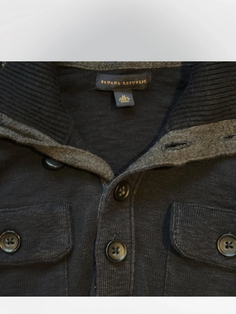 Banana Republic Men's Charcoal Button-Front Cardigan Jacket